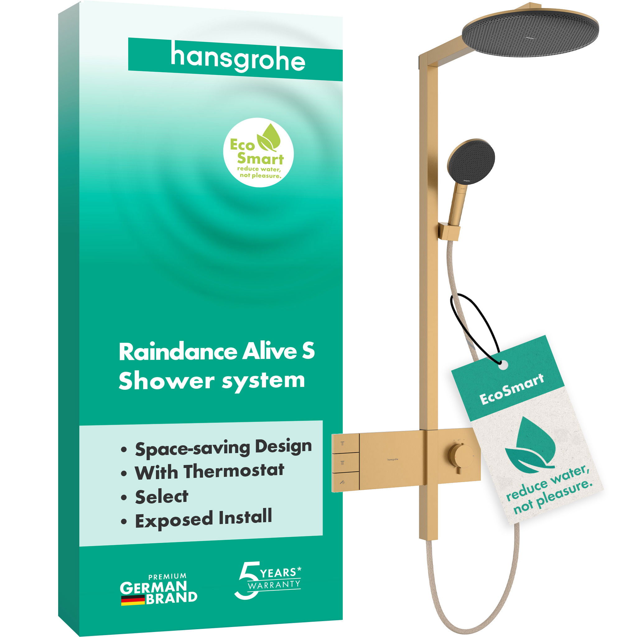 Душевая система hansgrohe Raindance Alive S 300 2jet EcoSmart с ShowerSelect Comfort, 24596140 бронза - изображение